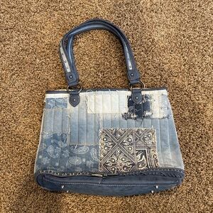 Montana West Denim Patchwork Shoulder Bag